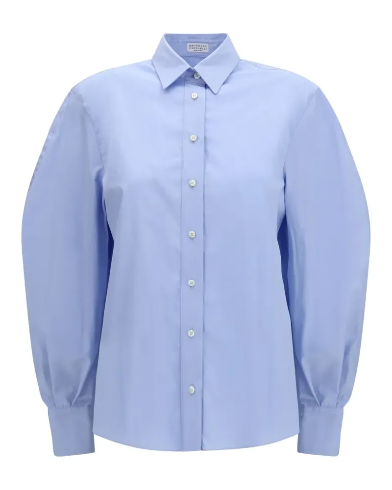 Brunello Cucinelli bell-sleeve cotton shirt - Blau Blau