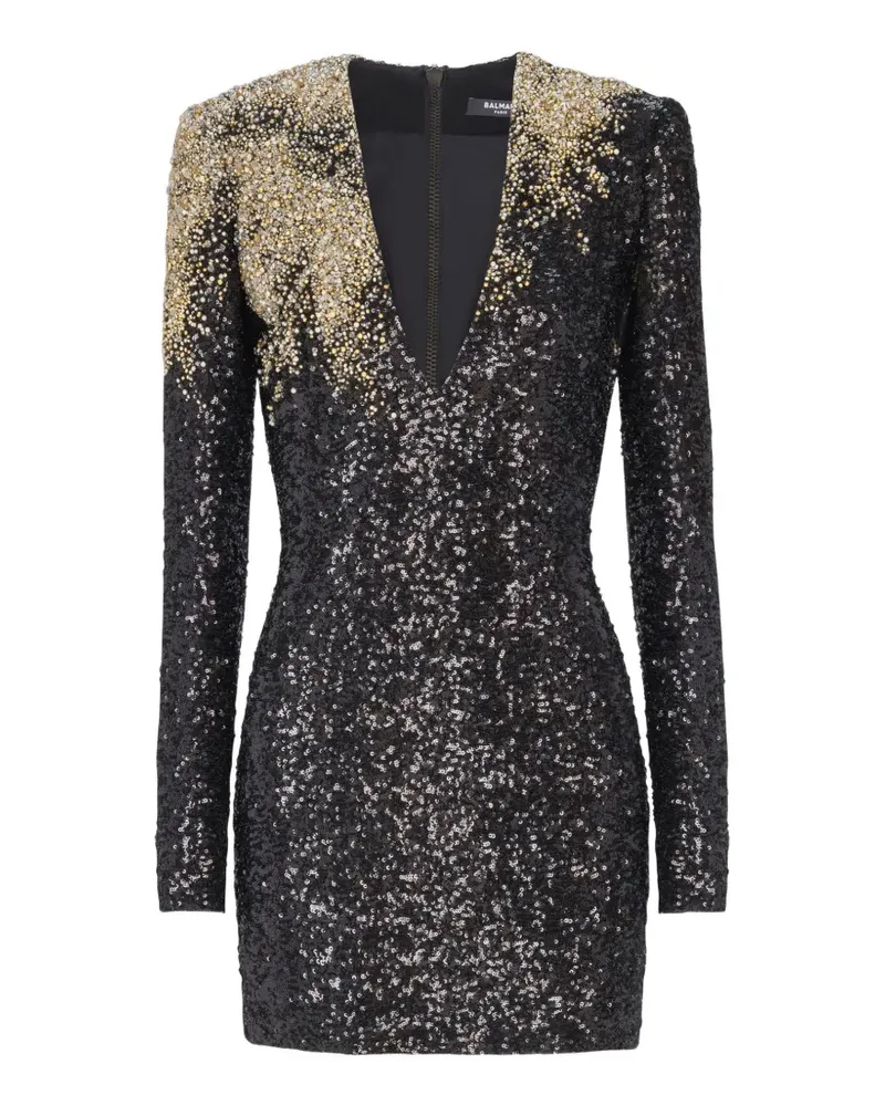 Balmain Besticktes Kleid - Schwarz Schwarz