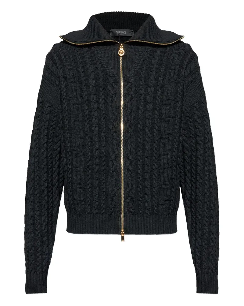 Versace Cardigan mit Zopfmuster - Schwarz Schwarz