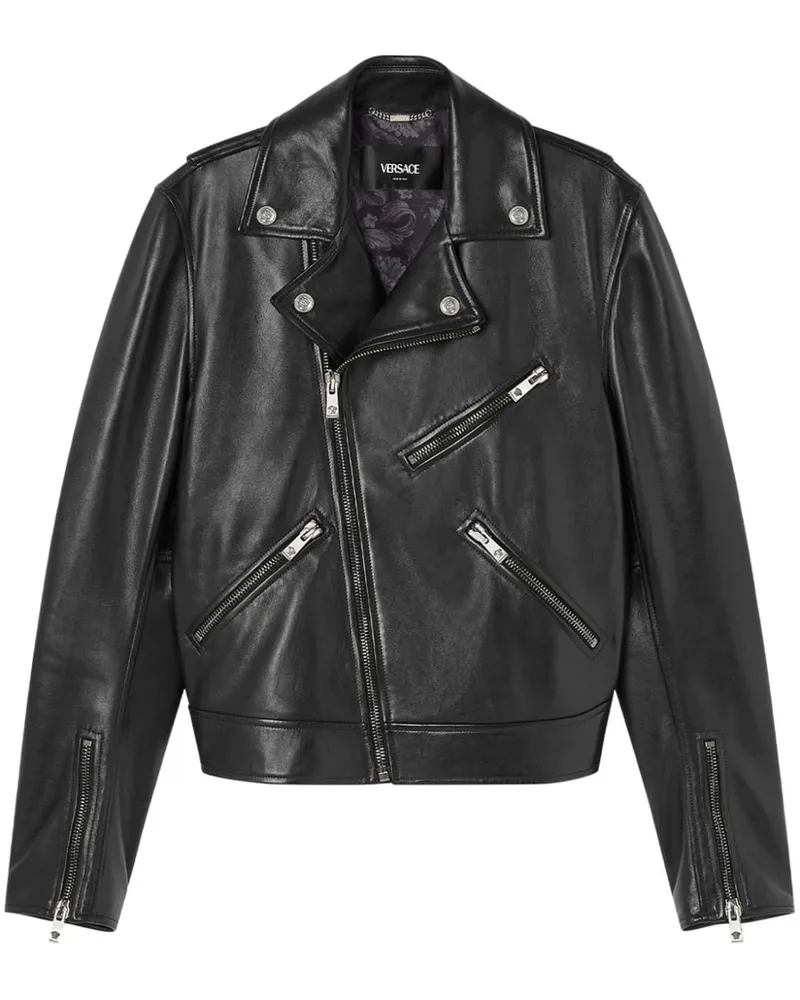 Versace Bikerjacke aus Leder - Schwarz Schwarz