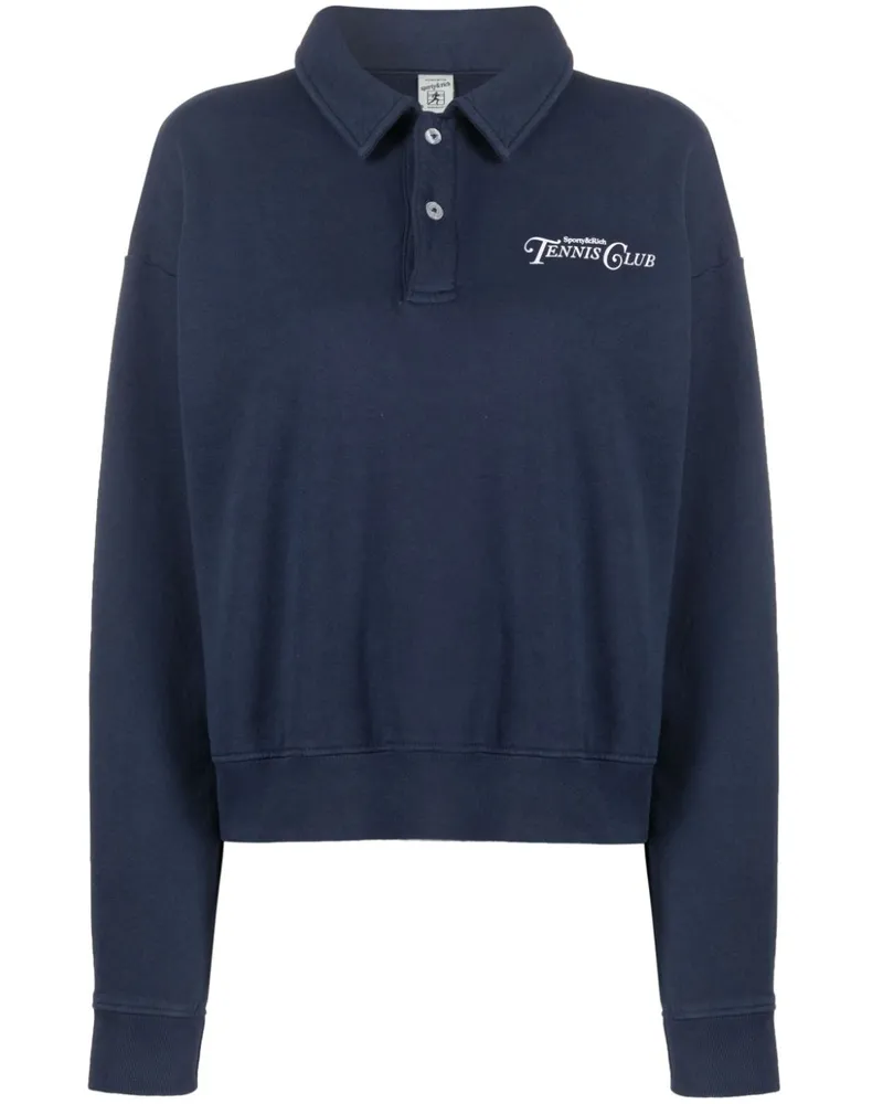 SPORTY & RICH Poloshirt mit Logo-Print - Blau Blau