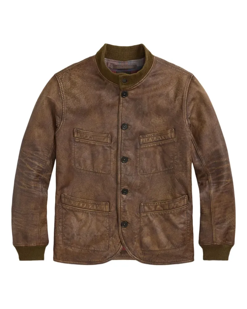 Ralph Lauren Lederjacke mit Knopfverschluss - Braun Braun