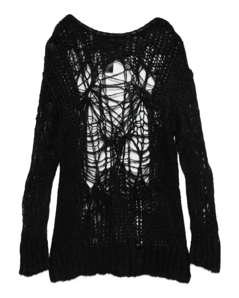 Isabel Benenato Pullover in Distressed-Optik - Schwarz Schwarz