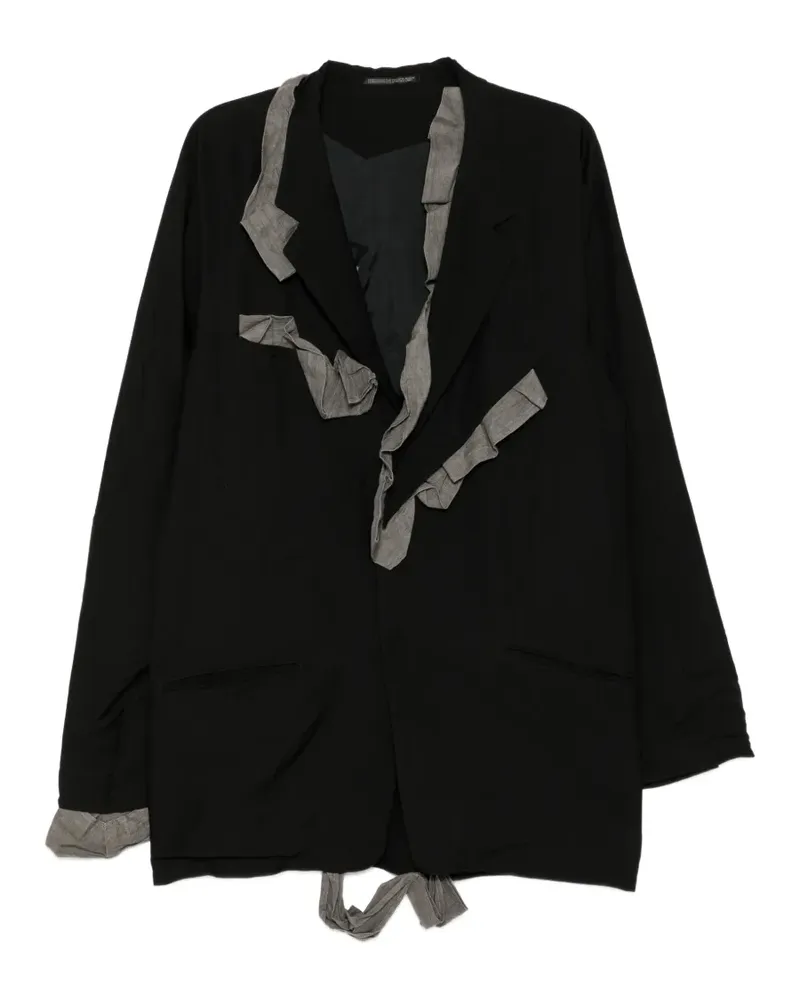 Yohji Yamamoto Gerüschtes Sakko mit Stickerei - Schwarz Schwarz