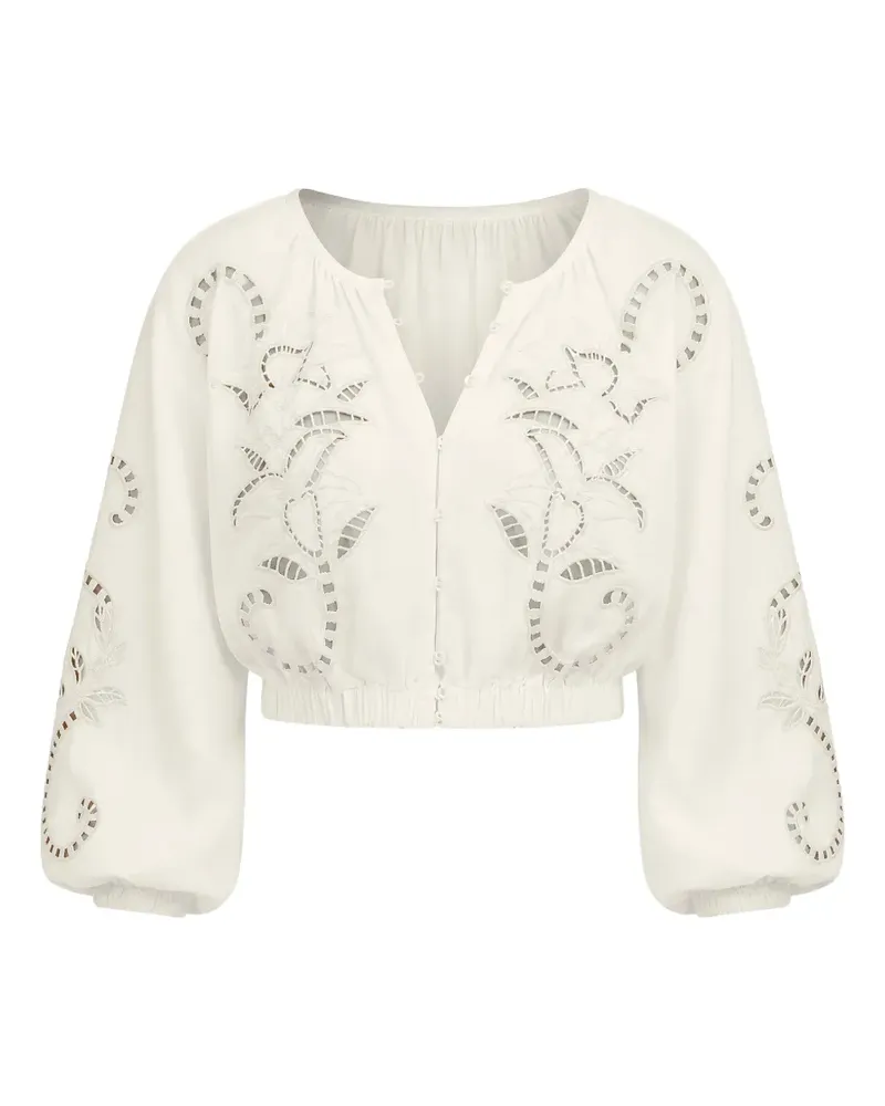 FARM Rio richilieur long-sleeved blouse - Weiß Weiß