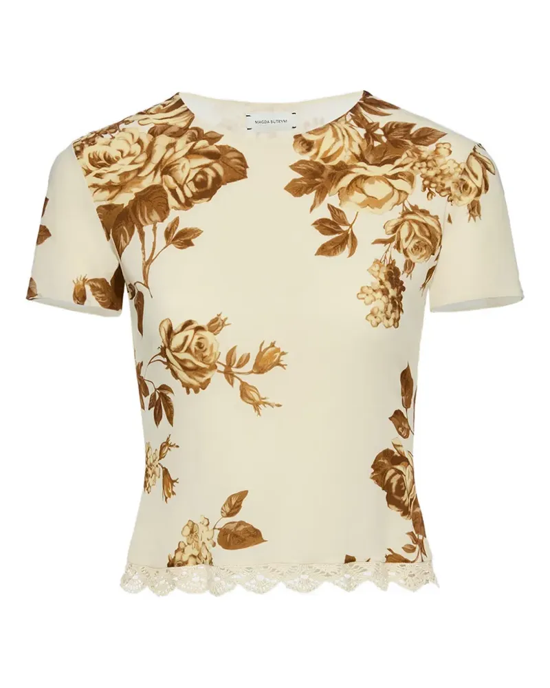 Magda Butrym floral lace t-shirt - Nude Nude