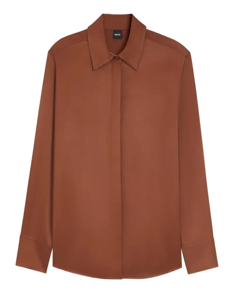 HUGO BOSS Satin-Bluse mit regulärem Schnitt - Braun Braun