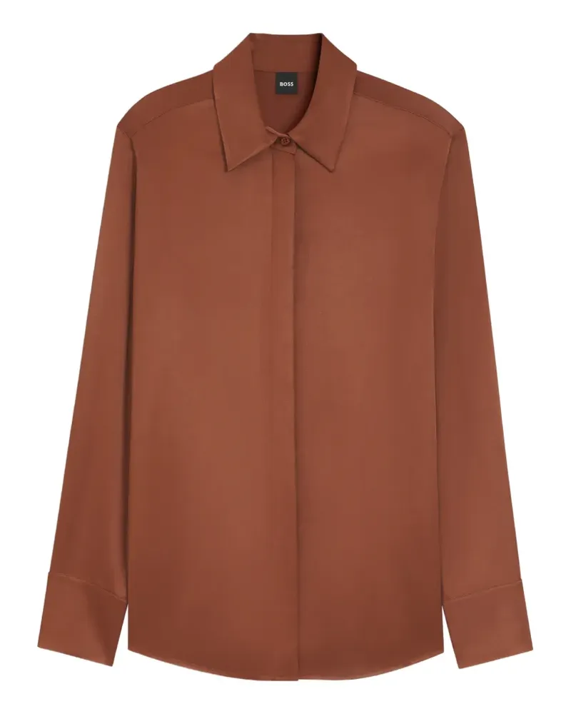 HUGO BOSS Satin-Bluse mit regulärem Schnitt - Braun Braun