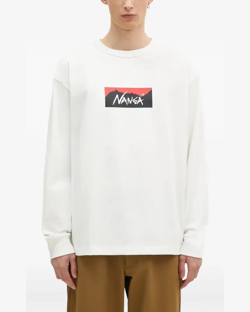 Nanga Langarmshirt mit Logo-Print - Weiß Weiß