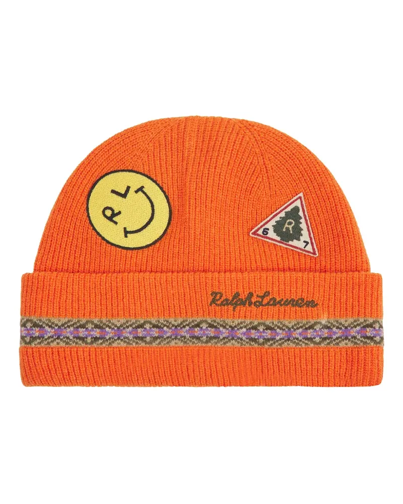 Ralph Lauren Taslan Beanie mit Patch - Orange Orange