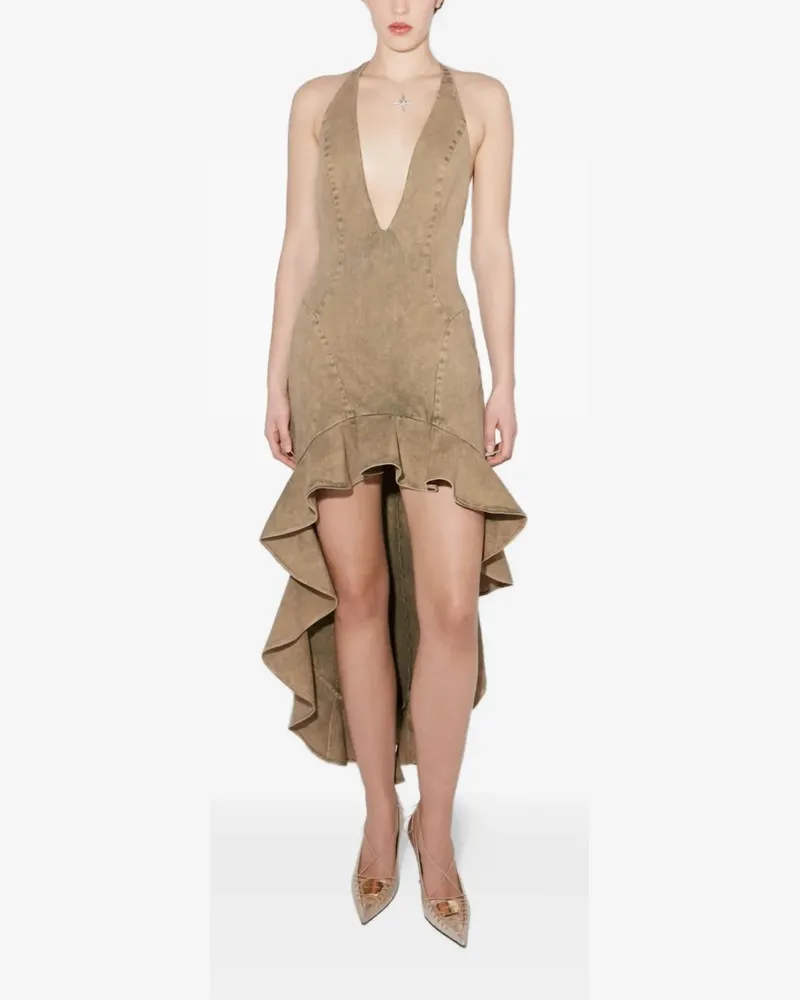 MISBHV Ibiza Minikleid mit Volants - Braun Braun