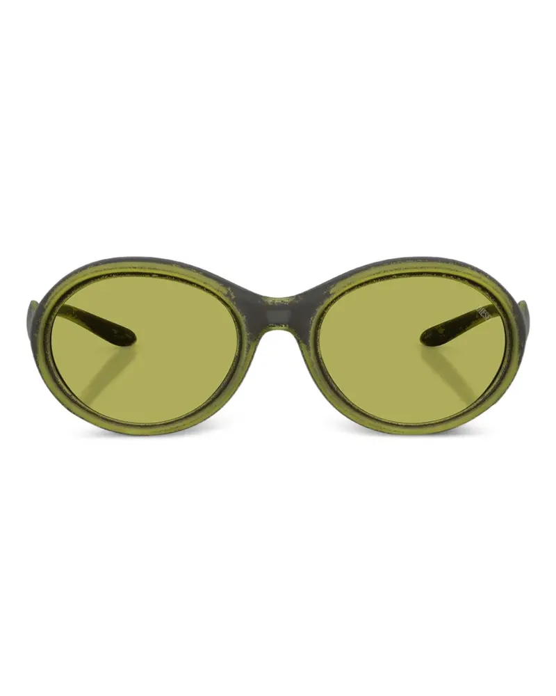 Diesel Ovale Sonnenbrille im Distressed-Look - Grün Grün