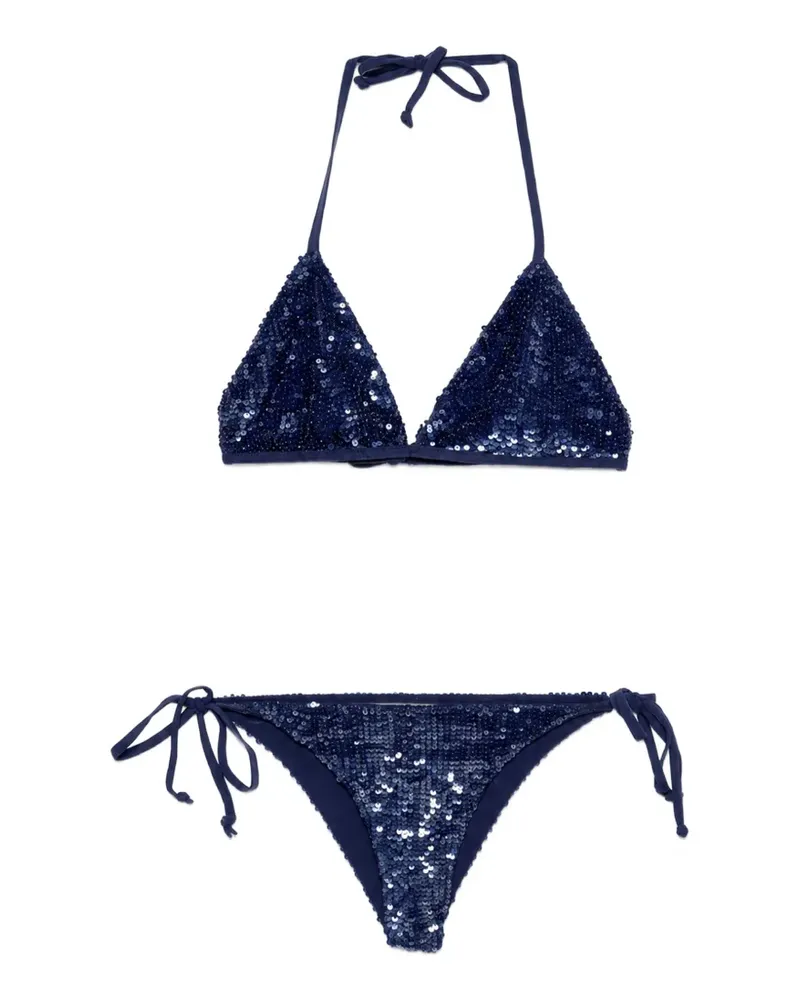 P.A.R.O.S.H. P.A.R.O H. Neckholder-Bikini mit Pailletten - Blau Blau