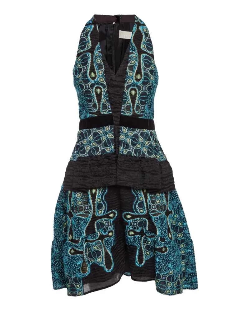 Peter Pilotto Gestuftes Jacquard-Midikleid - Schwarz Schwarz