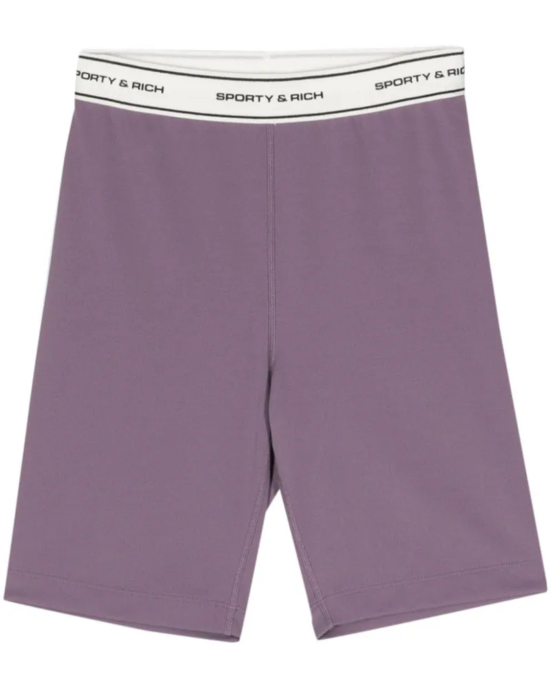 SPORTY & RICH Radlershorts mit vorstehendem Logo - Violett Violett