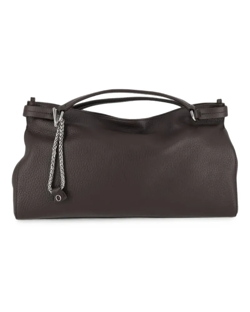 Orciani Midi Virgo Soft grained leather tote bag - Braun Braun
