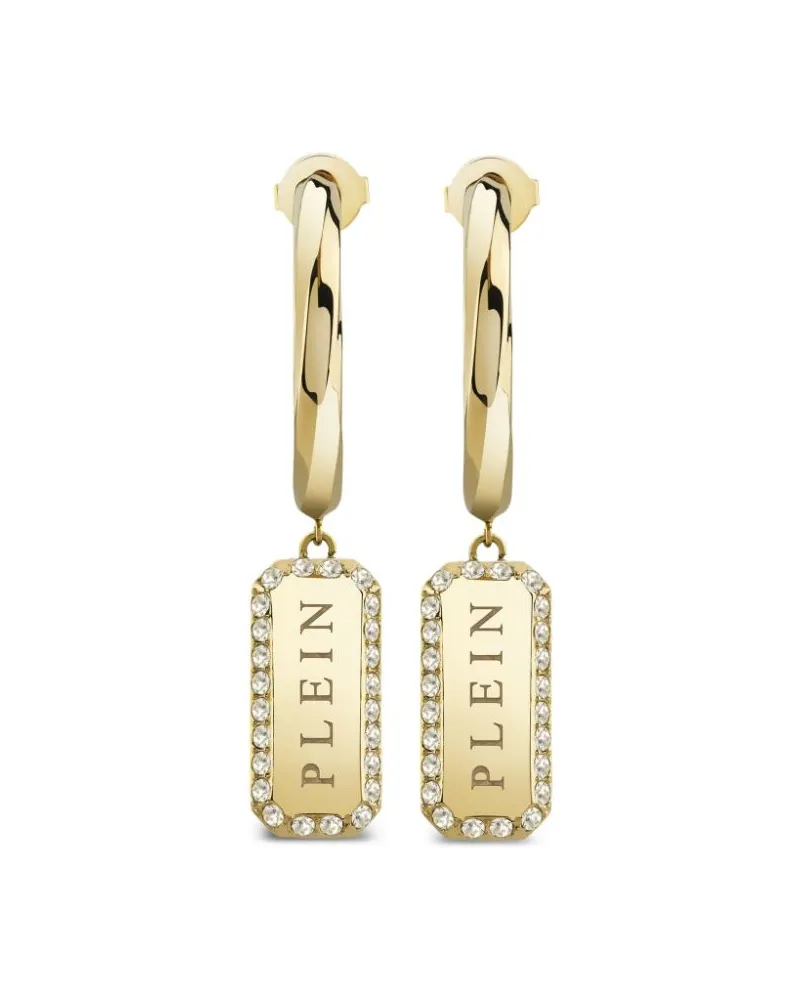 Philipp Plein Crystal Tag Ohrringe - Gold Gold