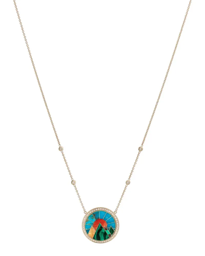Jacquie Aiche Kleine 14kt Mountain Scenic Inlay Gelbgoldhalskette mit Diamanten Gold