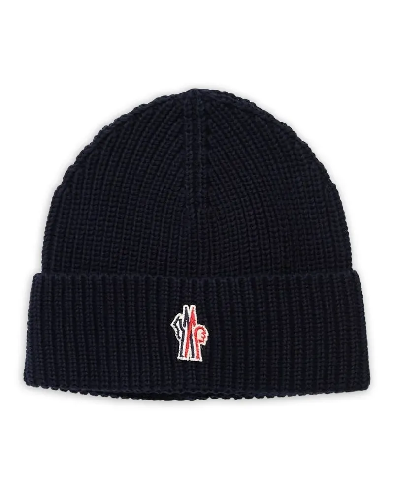 Moncler Beanie mit Logo-Patch - Blau Blau