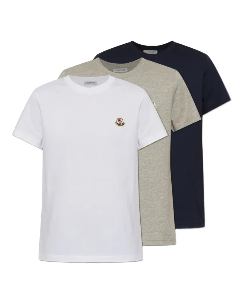 Moncler logo-patch T-shirts set (set of three) - Blau Blau