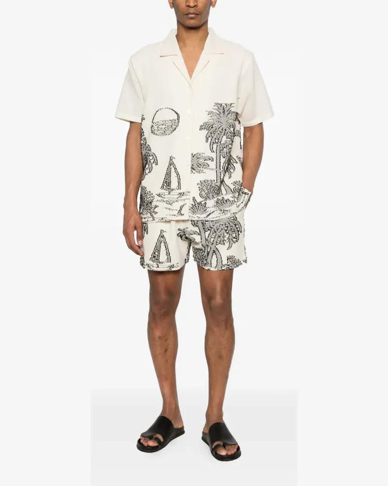 Maison Labiche tree-embroidered shorts - Nude Nude