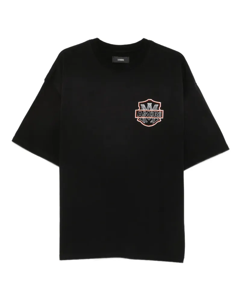 Amiri T-Shirt mit kristallverziertem Logo - Schwarz Schwarz