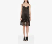 Spitzenkleid mit Logo-Print - Schwarz