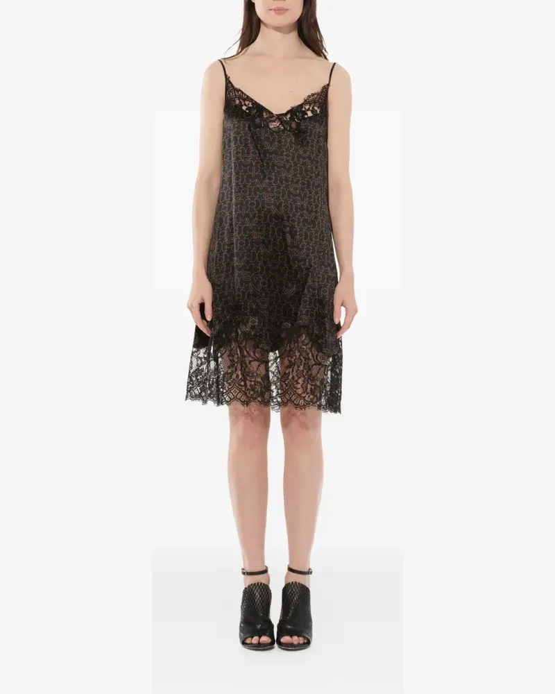 Givenchy Spitzenkleid mit Logo-Print - Schwarz Schwarz