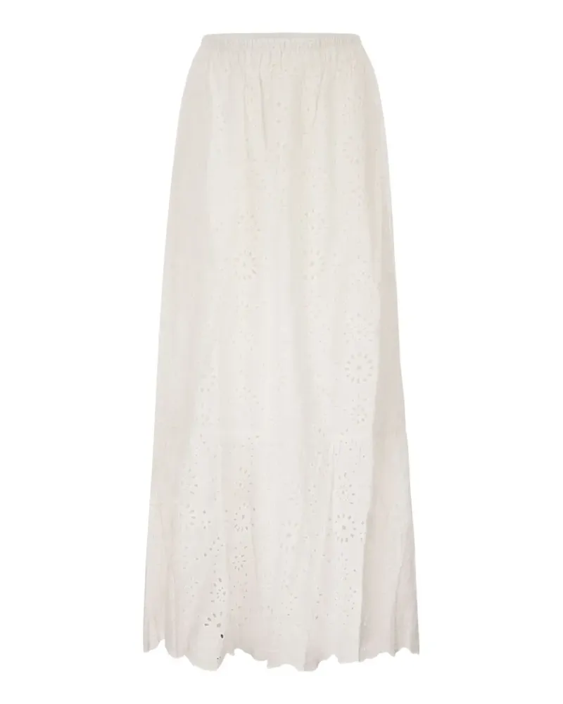 MC2 Saint Barth broderie anglaise gathered maxi skirt - Weiß Weiß