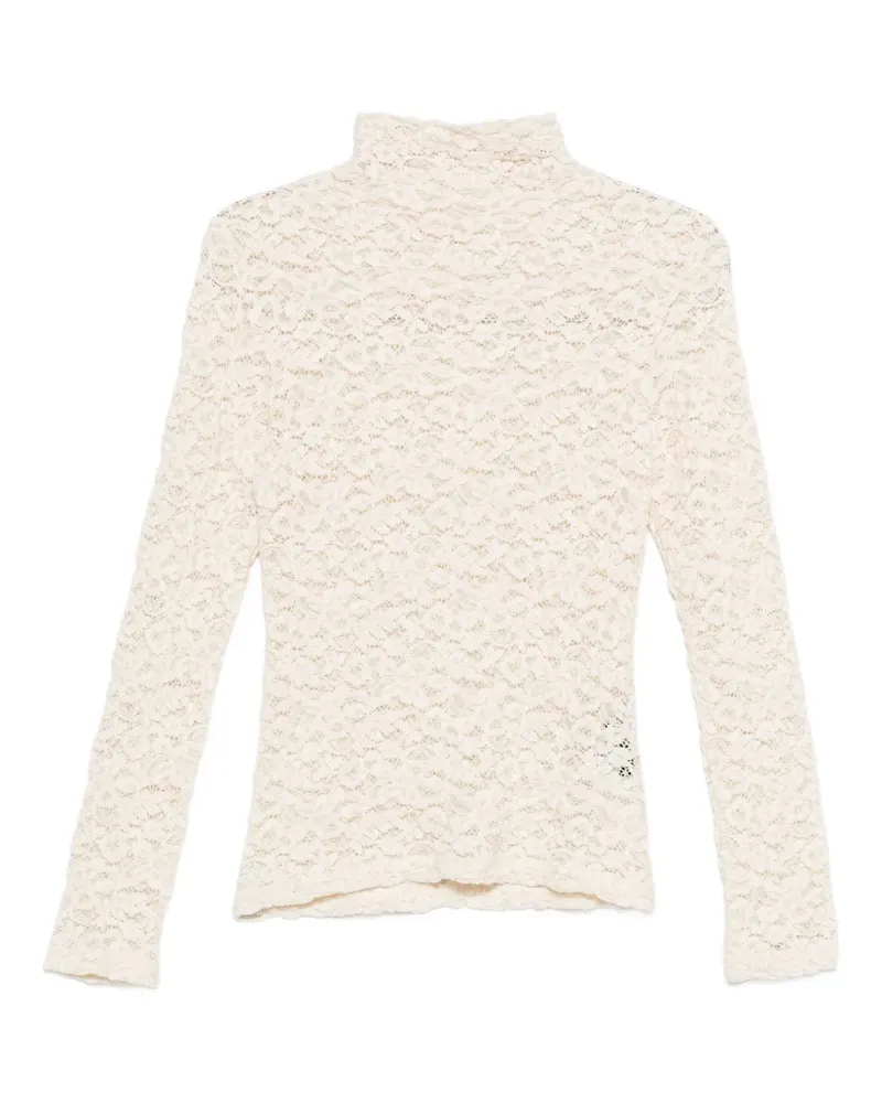 Seventy Rollkragenpullover mit Blumenspitze - Nude Nude