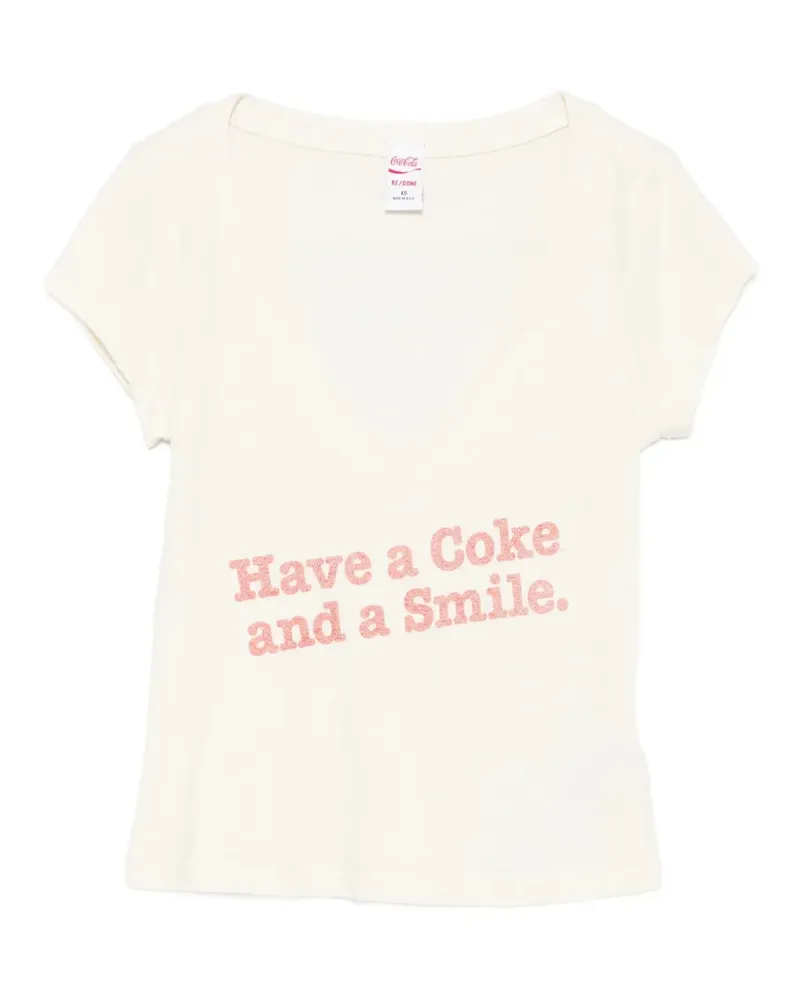 RE/DONE x Coca Cola T-Shirt mit Slogan-Print - Nude Nude