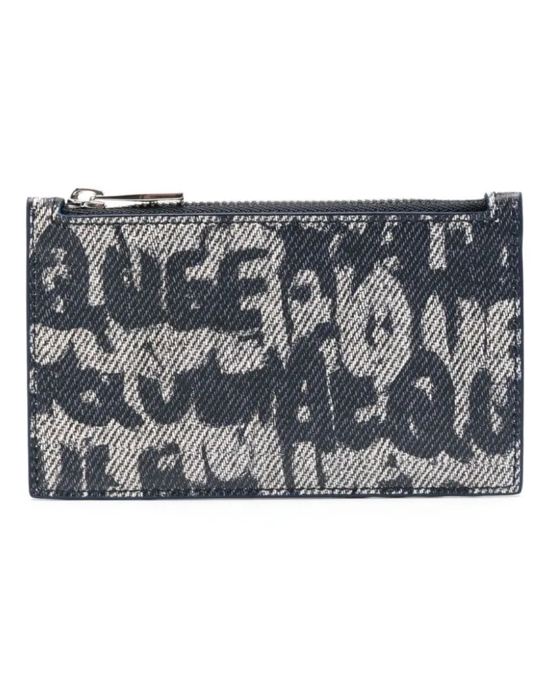 Alexander McQueen Kartenetui mit Graffiti-Print - Blau Blau