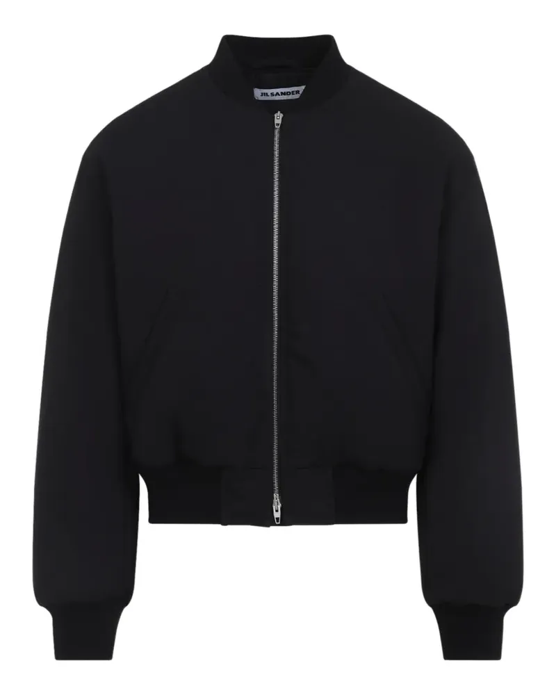 Jil Sander ribbed-trim zip-up bomber jacket - Schwarz Schwarz
