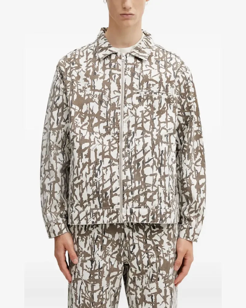 GRAMICCI abstract-print zip-up jacket - Weiß Weiß