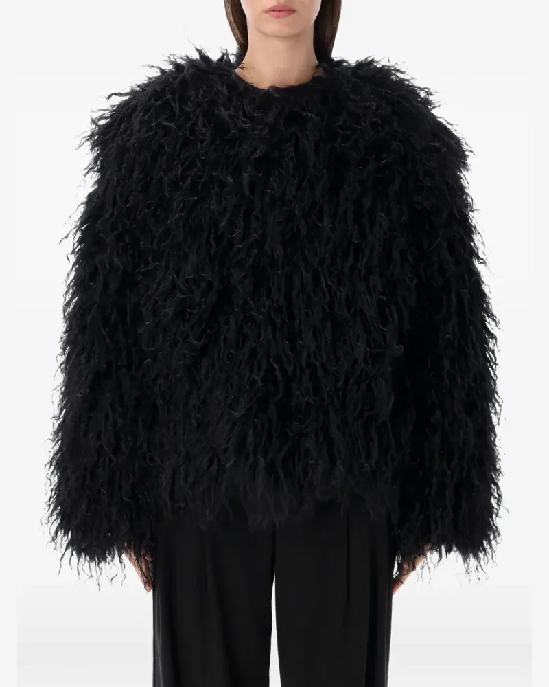 GOLDBERGH Yua Mantel mit zottiger Struktur - Schwarz Schwarz