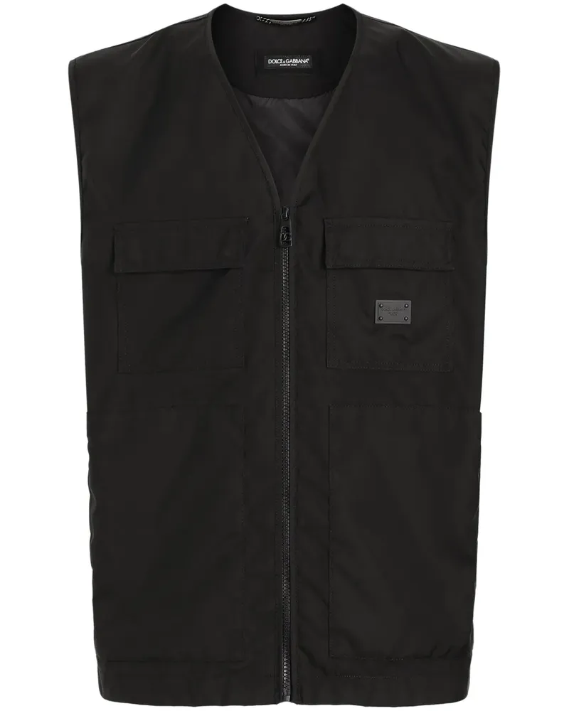 Dolce & Gabbana Weste mit Logo-Patch - Schwarz Schwarz