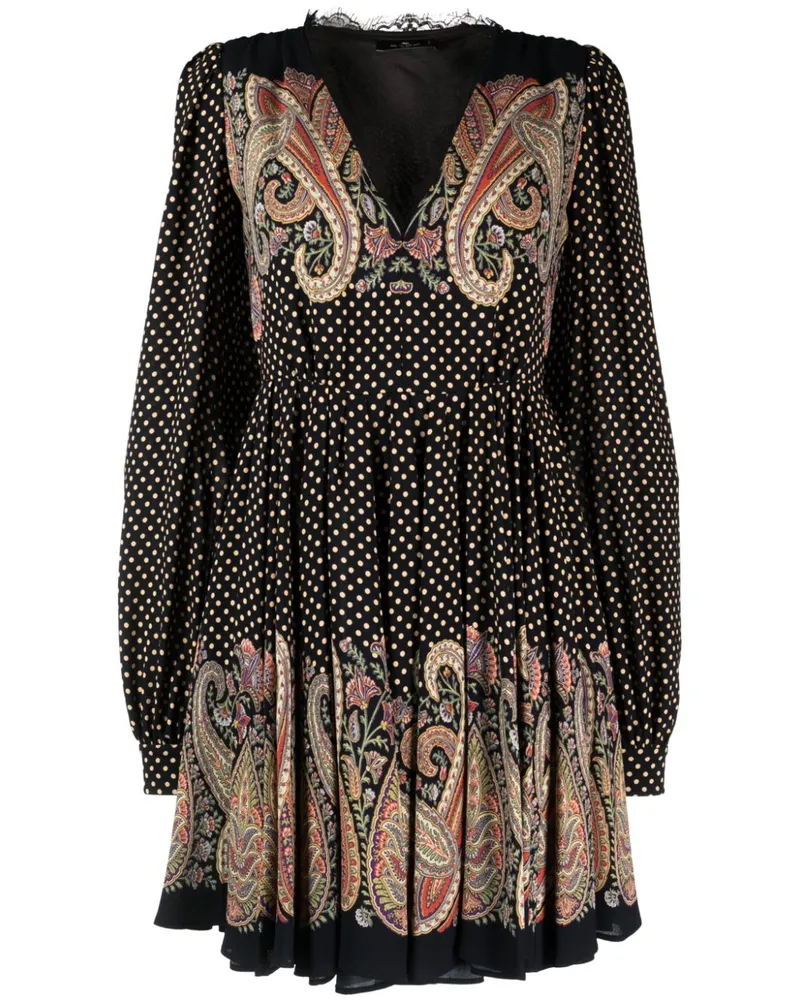 Etro Gepunktetes Kleid - Schwarz Schwarz