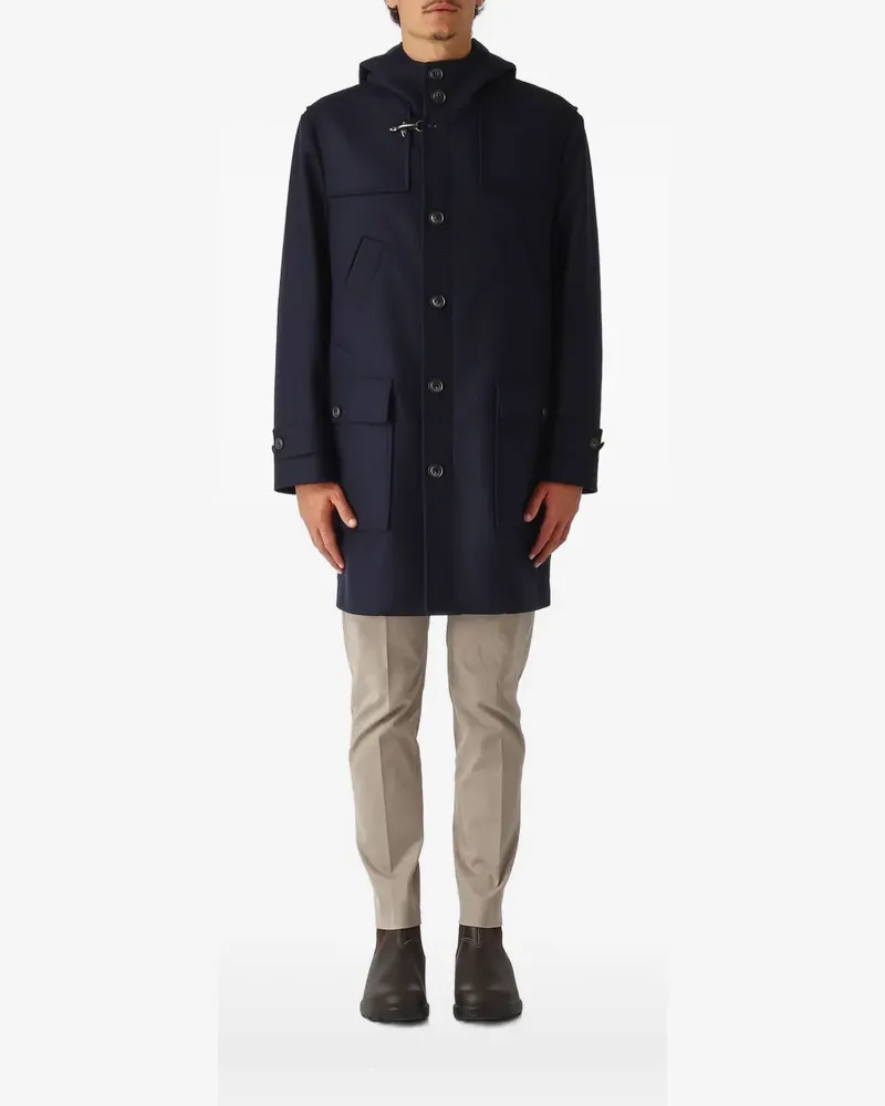 Fay Kapuzenmantel mit Knebeldetail - Blau Blau