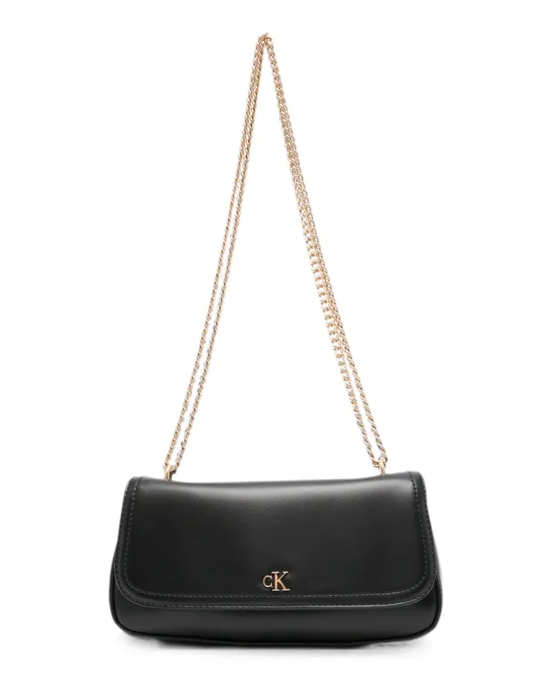 Calvin Klein small logo-plaque chain-strap shoulder bag - Schwarz Schwarz