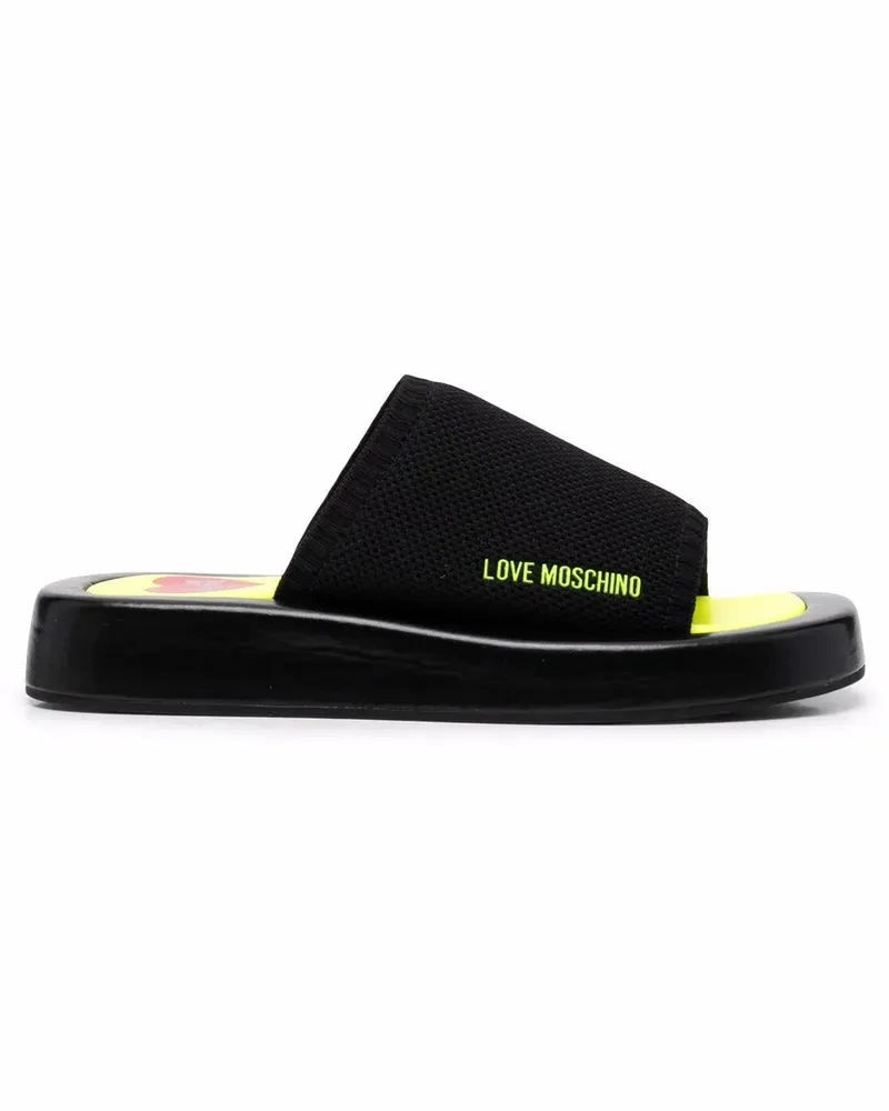 Moschino Pantoletten mit Logo-Print - Schwarz Schwarz