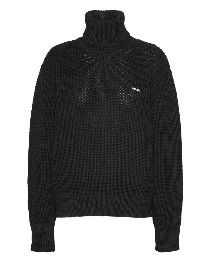 ROTATE Birger Christensen Gerippter Rollkragenpullover - Schwarz Schwarz