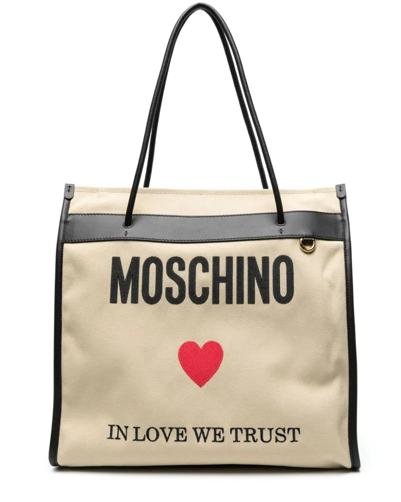 Moschino Shopper aus Canvas mit Logo-Print - Braun Braun