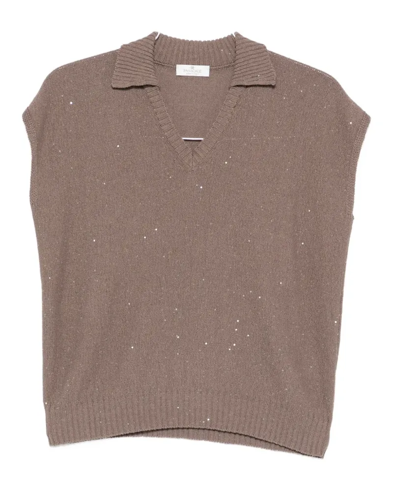 PANICALE Cashmere sequin-embellished V-neck top - Braun Braun