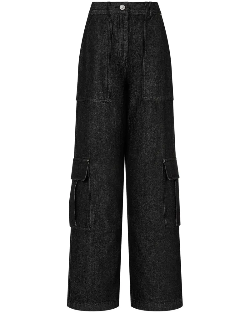 STUDIO TOMBOY Weite Jeans mit Cargo-Taschen - Schwarz Schwarz