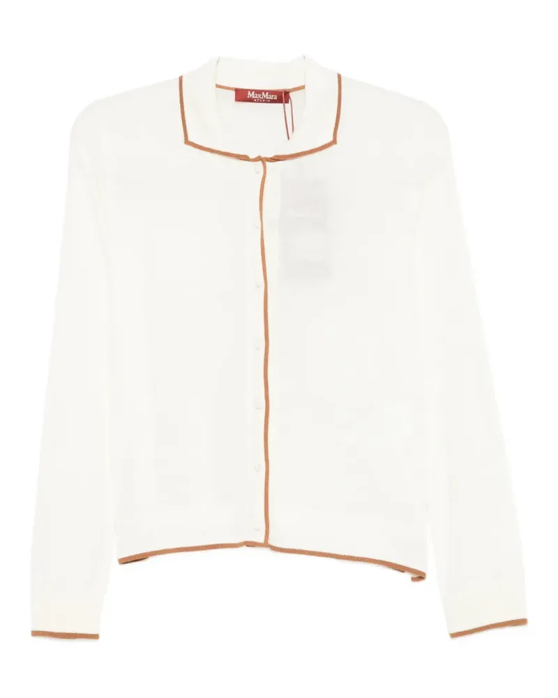 Max Mara contrast-trim cardigan - Weiß Weiß
