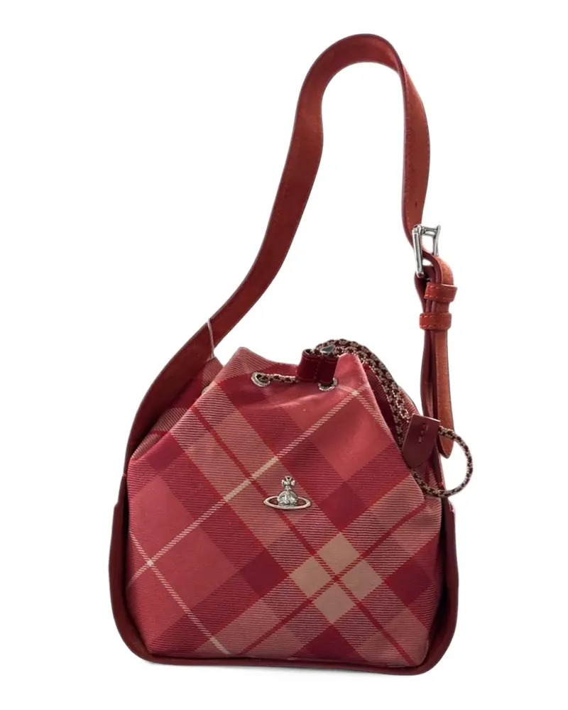 Vivienne Westwood Schultertasche mit Schottenkaro und Orb-Schild - Rot Rot