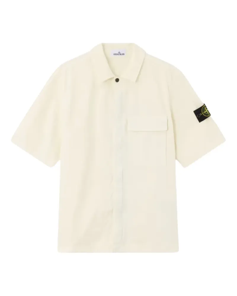 Stone Island logo-patch zip-up shirt - Nude Nude