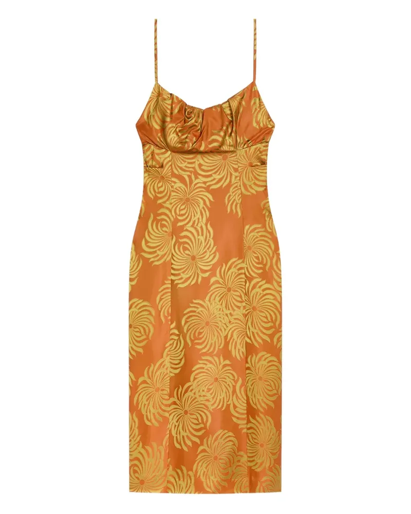 Dries van Noten Midikleid mit geometrischem Print - Orange Orange