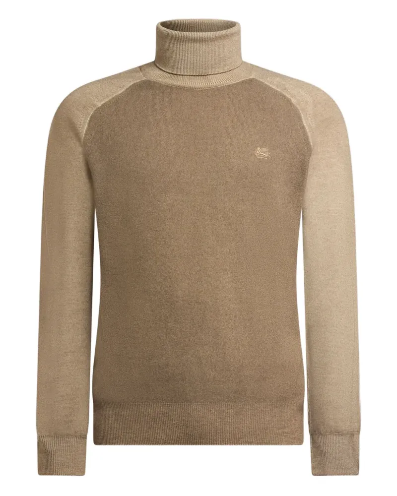 Etro Pegaso Rollkragenpullover mit Logo - Nude Nude
