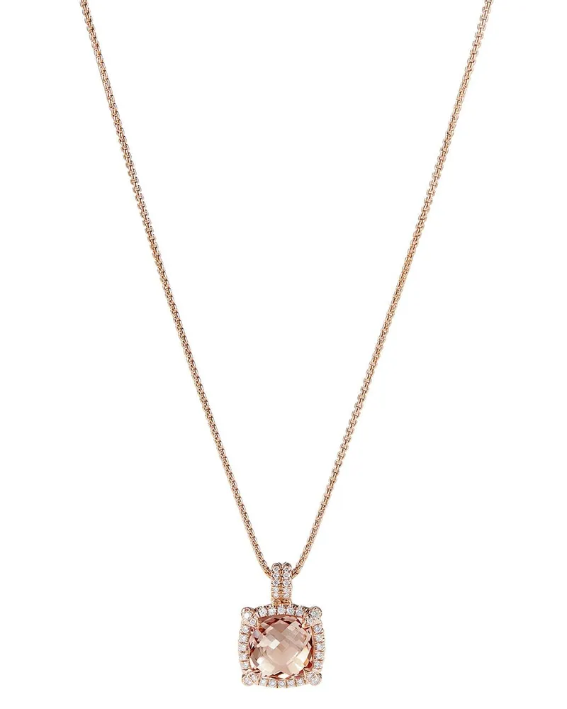 David Yurman 18kt Chatelaine Rotgoldhalskette mit Diamanten - Rosa Rosa